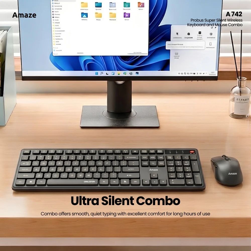 Probus Super Silent Wireless Keyboard and Mouse Combo- A742 2 Probus Super Silent Wireless Keyboard and Mouse Combo- A742 - Image 2