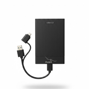 HAWK 2.5″ HDD Case USB 3.0 P26B3 with BLK MC to USB A & C CABLE